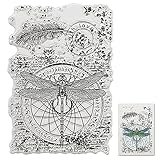 Dragonfly Background Clear Stamps, Feathers Love Words Clear Rubber Stamps for Card Making Decoration DIY Scrapbooking Silicone Transparent Seal Stamps Embossing Album Decor Craft