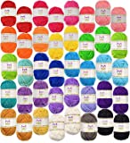 40 Assorted Colors Acrylic Yarn Skeins with 7 E-Books - Perfect Yarn for Crocheting and Knitting Mini Project - by Mira HandCrafts